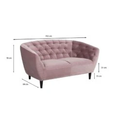 Bank Thyrza 2-zits - Fluweel - Oudroze -Woonmeubelwinkel 81017433 6900