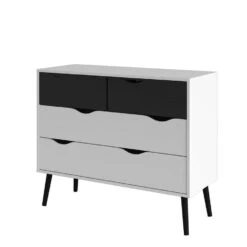 Ladekast Delta - 4 Lades - Wit/mat Zwart -Woonmeubelwinkel 81018662 0300