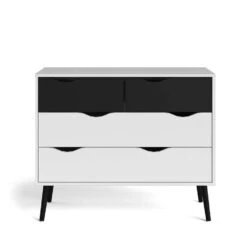 Ladekast Delta - 4 Lades - Wit/mat Zwart