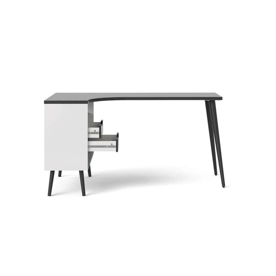 Bureau Delta - Wit/zwart - 75,8x145,1x81 Cm 4 Bureau Delta - Wit/zwart - 75,8x145,1x81 Cm - Afbeelding 2