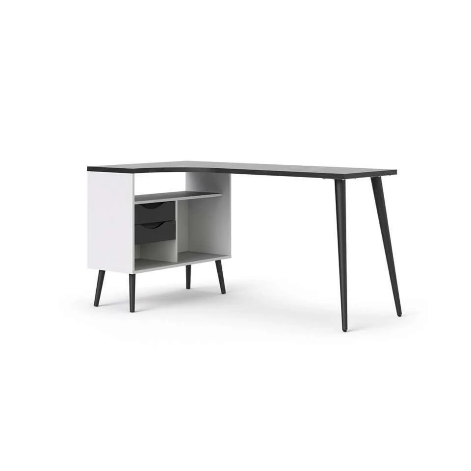 Bureau Delta - Wit/zwart - 75,8x145,1x81 Cm 3 Bureau Delta - Wit/zwart - 75,8x145,1x81 Cm