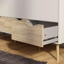 Kledingkast Delta - 3-deurs - Wit/eiken -Woonmeubelwinkel 81018684 0400