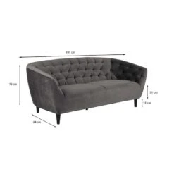 Bank Thyrza 3-zits - Fluweel - Donkergrijs -Woonmeubelwinkel 81019460 6900