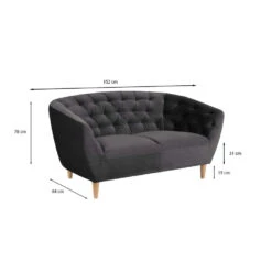 Bank Thyrza 2-zits - Fluweel - Donkergrijs -Woonmeubelwinkel 81020424 6900