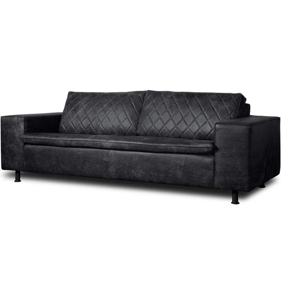 Bank Levin 3-zits - Leer - Zwart 4 Bank Levin 3-zits - Leer - Zwart - Afbeelding 2