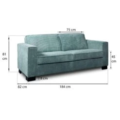 Bank Stuttgart 3-zits - Ribcord - Petrol -Woonmeubelwinkel 81023419 9600