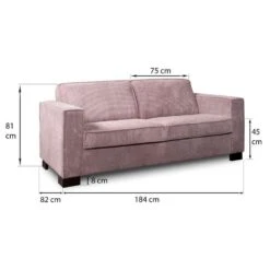 Bank Stuttgart 3-zits - Ribcord - Roze -Woonmeubelwinkel 81023420 9600