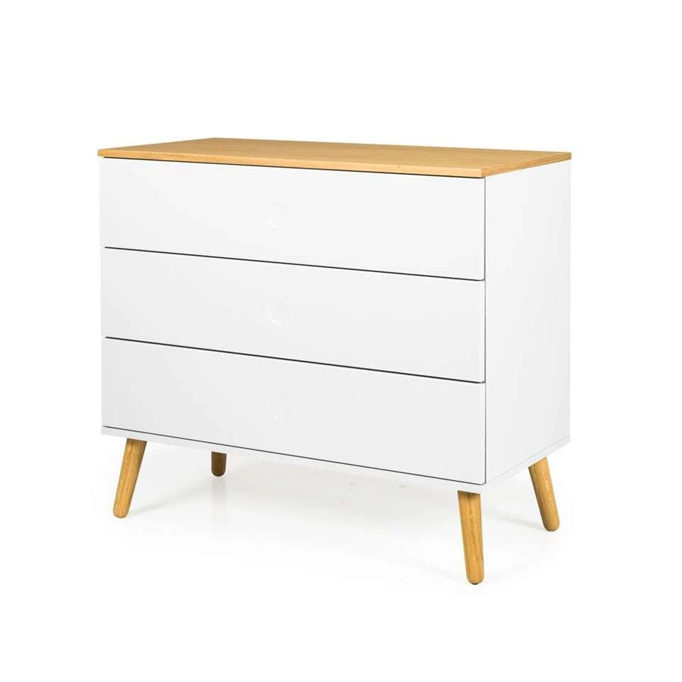 Tenzo Ladekast Dot 3 Lades - Wit/eiken - 79x90x43 Cm 4 Tenzo Ladekast Dot 3 Lades - Wit/eiken - 79x90x43 Cm - Afbeelding 2