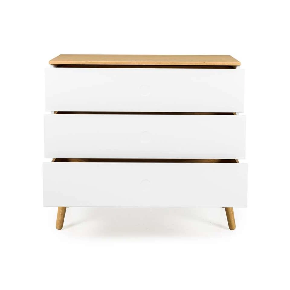 Tenzo Ladekast Dot 3 Lades - Wit/eiken - 79x90x43 Cm 5 Tenzo Ladekast Dot 3 Lades - Wit/eiken - 79x90x43 Cm - Afbeelding 3