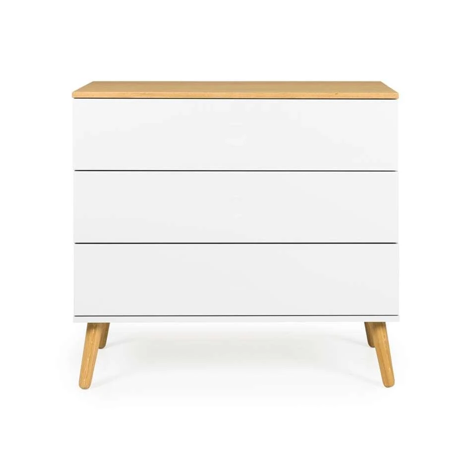 Tenzo Ladekast Dot 3 Lades - Wit/eiken - 79x90x43 Cm 3 Tenzo Ladekast Dot 3 Lades - Wit/eiken - 79x90x43 Cm