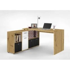 Hoekbureau Lex - Eikenkleur/wit - 136x68x75 Cm 8 Hoekbureau Lex - Eikenkleur/wit - 136x68x75 Cm -Woonmeubelwinkel 81025638 0011