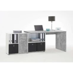 Hoekbureau Lex - Betonkleur/wit - 136x68x75 Cm 8 Hoekbureau Lex - Betonkleur/wit - 136x68x75 Cm -Woonmeubelwinkel 81025641 0021
