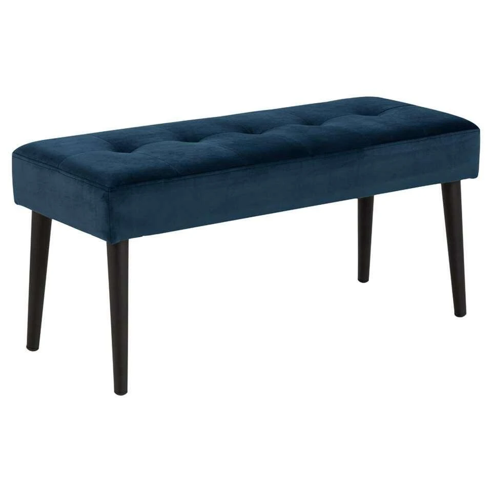 Bankje Gaby - Fluweel - Donkerblauw - 45x95x38 Cm 3 Bankje Gaby - Fluweel - Donkerblauw - 45x95x38 Cm