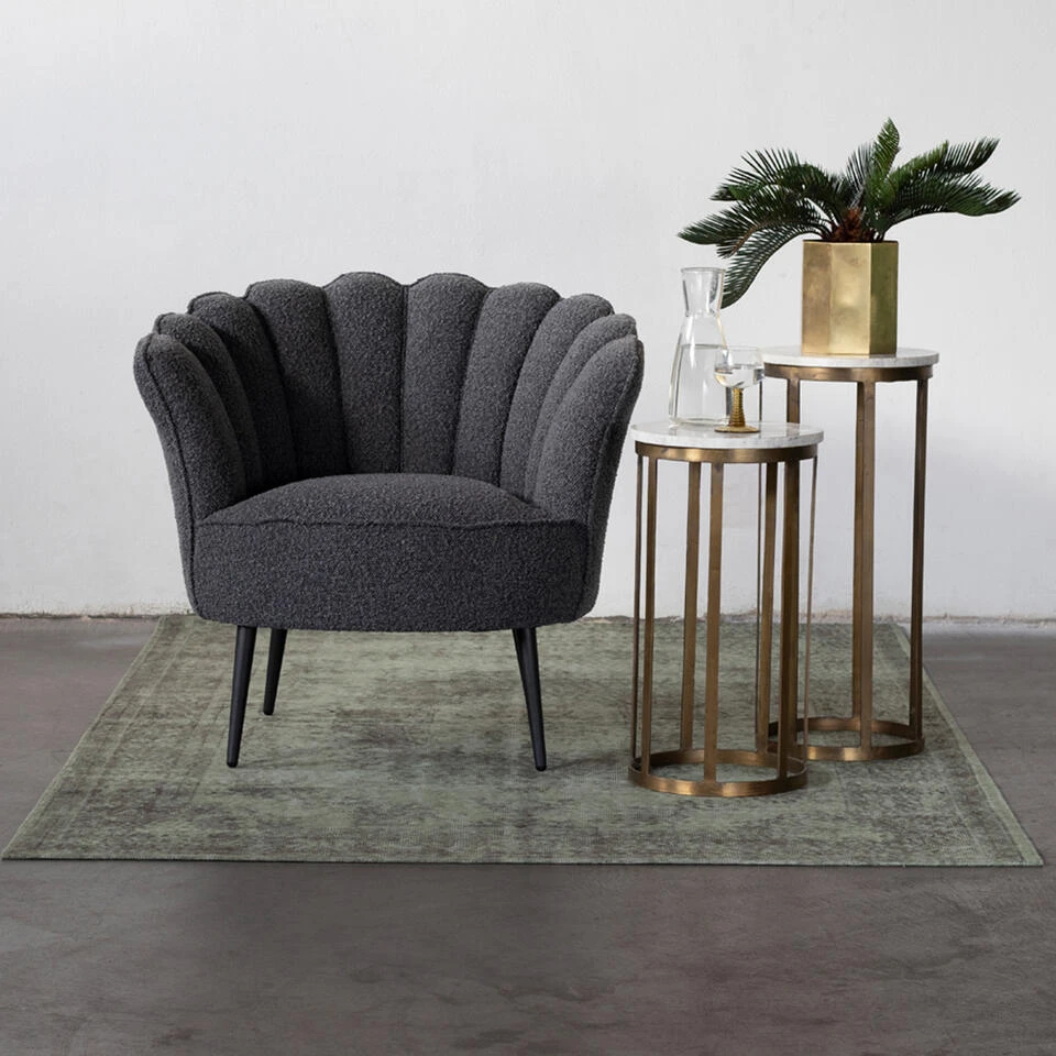 Giga Meubel Fauteuil Bouclé Stone - 57x85x80cm - Jada 4 Giga Meubel Fauteuil Bouclé Stone - 57x85x80cm - Jada - Afbeelding 2