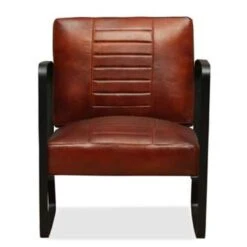 VidaXL Loungestoel Echt Leer Bruin -Woonmeubelwinkel 83648b7581ac45849d6a78b277393919