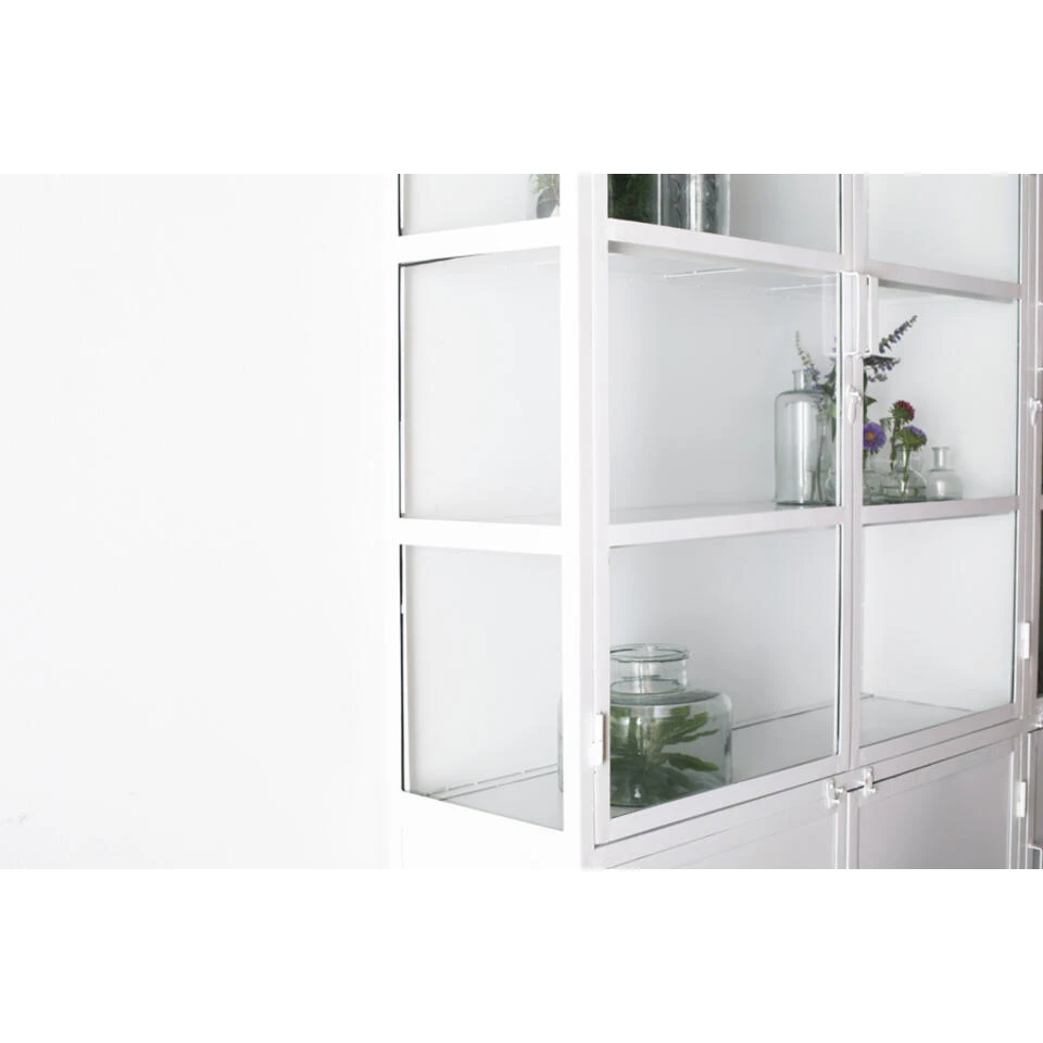 Giga Meubel Vitrinekast Wit Metaal - 200x40x220cm - Lotte 5 Giga Meubel Vitrinekast Wit Metaal - 200x40x220cm - Lotte - Afbeelding 3