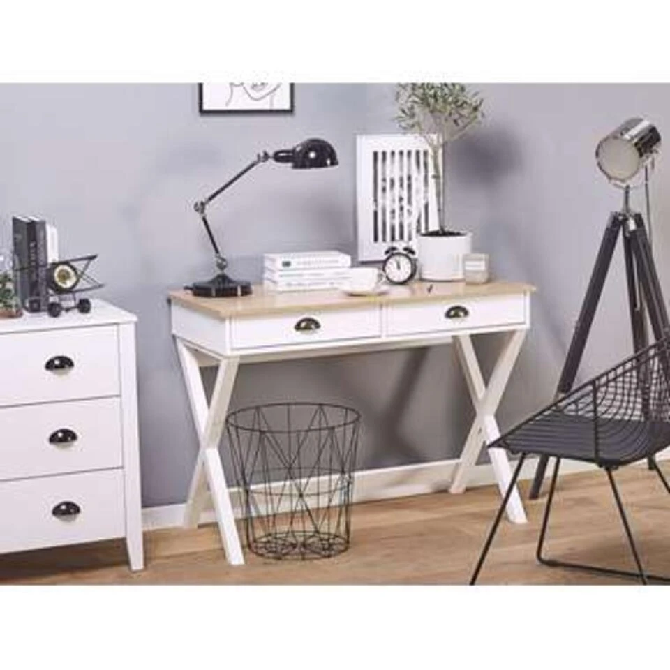 Beliani Bureau EKART - Wit Vezelplaat 6 Beliani Bureau EKART - Wit Vezelplaat - Afbeelding 4