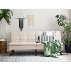 Beliani Driezitsbank - RONNE Beige Polyester -Woonmeubelwinkel 880e81a960af48fc9de9f3146192b8c4