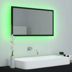 VidaXL Badkamerspiegel LED 80x8,5x37 Cm Acryl Zwart -Woonmeubelwinkel 88435b057f874b988f1c5b1b37377f2e