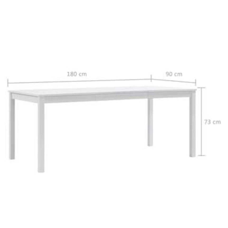 VidaXL Eettafel 180x90x73 Cm Grenenhout Wit 6 VidaXL Eettafel 180x90x73 Cm Grenenhout Wit - Afbeelding 4