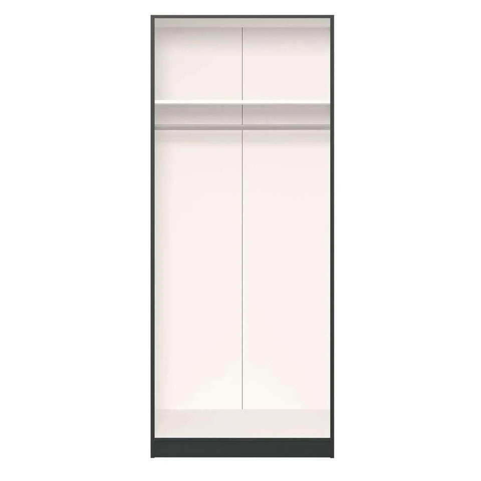 STOCK Kledingkast 2-deurs - Zwart/antraciet - 236x101,9x56,5 Cm 4 STOCK Kledingkast 2-deurs - Zwart/antraciet - 236x101,9x56,5 Cm - Afbeelding 2