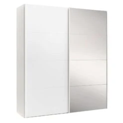 STOCK Schuifdeurkast - Wit Met Spiegel - 236x202,5x65 Cm -Woonmeubelwinkel 90102700 0300