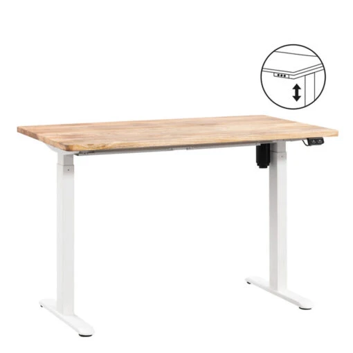 Bureau Homeworx Zit/sta Elektrisch Verstelbaar – Mangohout/wit - 75/118x120x70 Cm