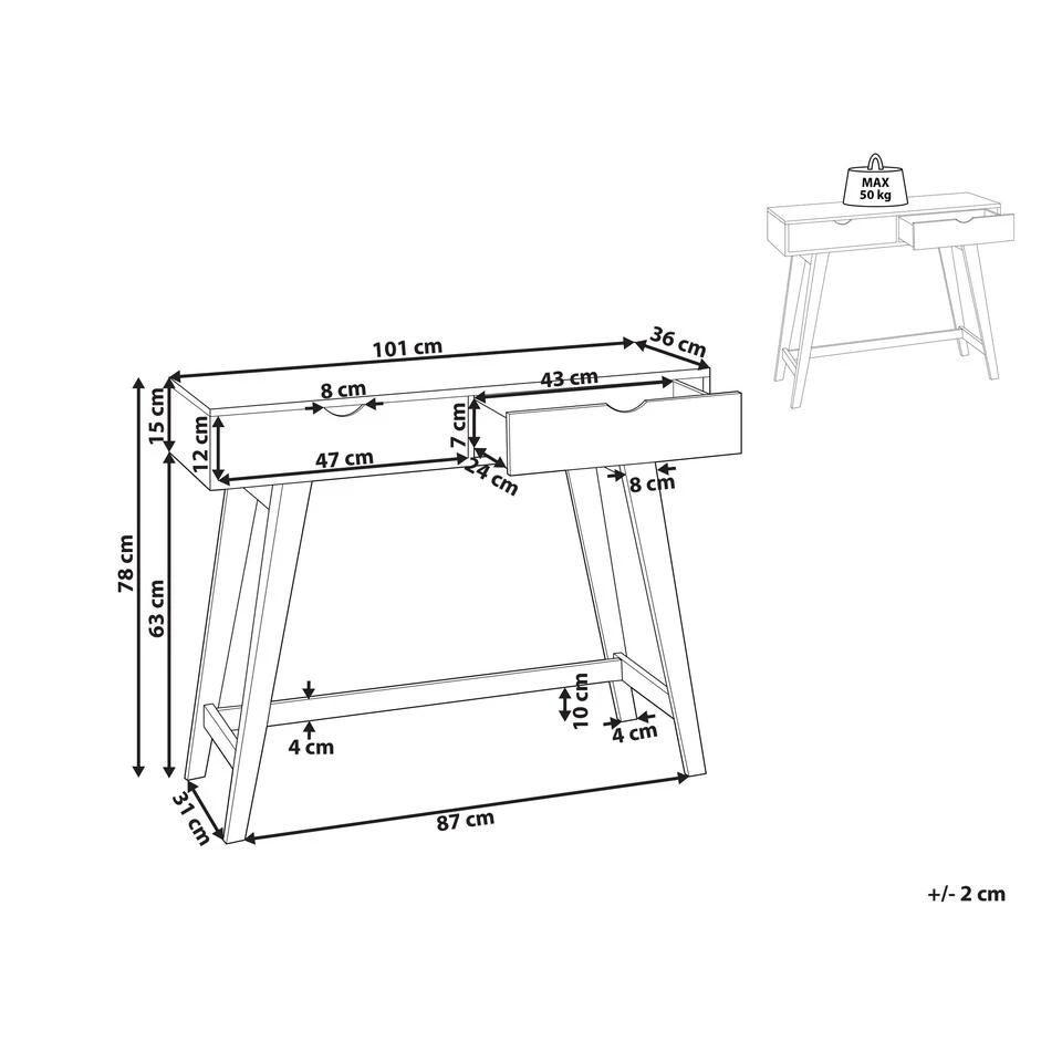 Beliani Consoletafel SULLY - Wit Mdf 5 Beliani Consoletafel SULLY - Wit Mdf - Afbeelding 3