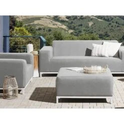 Beliani Ottomaan ROVIGO - Grijs Polyester -Woonmeubelwinkel 9274f64a44b048c5bb6d6f1a99721b48