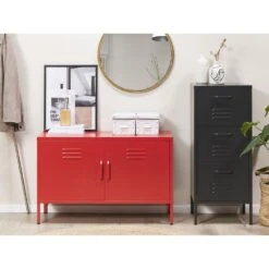 Beliani Kantoorkast URIA - Rood Staal -Woonmeubelwinkel 944245ec10d741f2929cd3b0b5e2cfcf