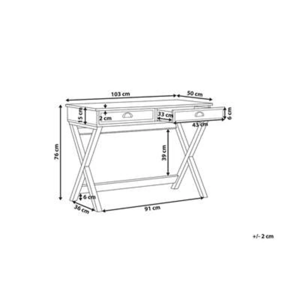 Beliani Bureau EKART - Wit Vezelplaat 4 Beliani Bureau EKART - Wit Vezelplaat - Afbeelding 2