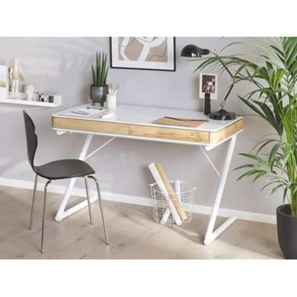 Beliani Bureau FONTANA - Wit Mdf 4 Beliani Bureau FONTANA - Wit Mdf - Afbeelding 2