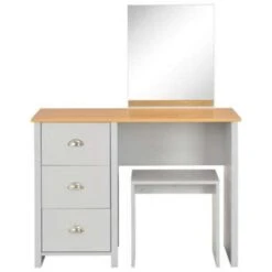VidaXL Kaptafel Met Spiegel En Krukje 104x45x131 Cm Grijs -Woonmeubelwinkel 9fdc22dd51984990b27d812204b87967