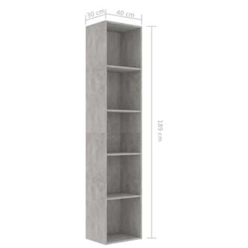 VidaXL Boekenkast 40x30x189 Cm Spaanplaat Betongrijs 6 VidaXL Boekenkast 40x30x189 Cm Spaanplaat Betongrijs - Afbeelding 4