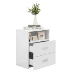 VidaXL Nachtkastje 50x32x60 Cm Hoogglans Wit -Woonmeubelwinkel a7431e52355d49d9995cdde929ed0eb1