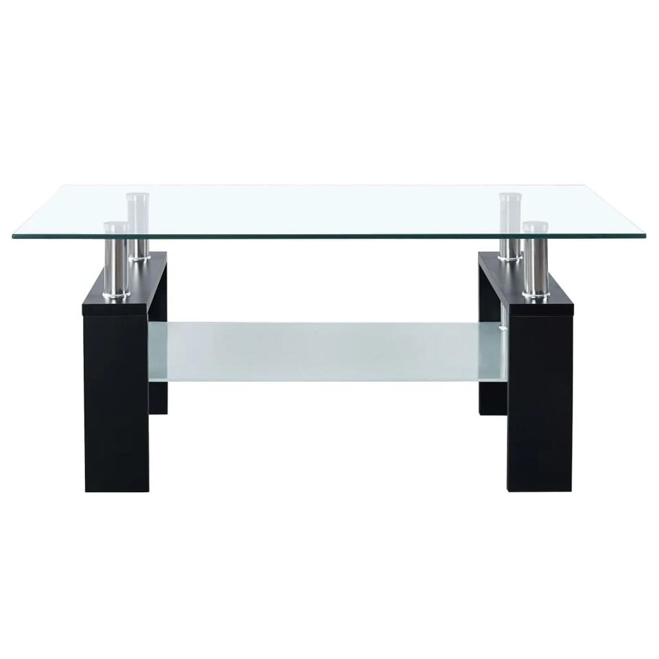VidaXL Salontafel 95x55x40 Cm Gehard Glas Transparant En Zwart 4 VidaXL Salontafel 95x55x40 Cm Gehard Glas Transparant En Zwart - Afbeelding 2