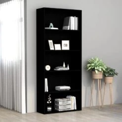VidaXL Boekenkast Met 5 Schappen 80x30x189 Cm Spaanplaat Zwart -Woonmeubelwinkel a84e81d2419e4fad9bc2e6ee0f78adeb