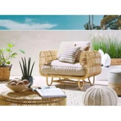 Beliani Fauteuil DOLCEDO - Beige Rotan -Woonmeubelwinkel a92fdb43119e4ef69648f2d62feb7ebc