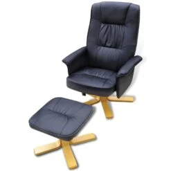 VidaXL Fauteuil Met Voetenbankje Kunstleer Zwart -Woonmeubelwinkel b04c8bc1b9e54529ade4a1ea0c3aa340