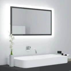 VidaXL Badkamerspiegel LED 80x8,5x37 Cm Acryl Hoogglans Grijs -Woonmeubelwinkel b14a4a6eb8be48bdbefcf1c6cc68700e