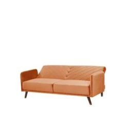 Beliani Driezitsbank - SENJA Oranje Fluweel -Woonmeubelwinkel b4dde5cc15034f9ab07f446bb26d9150