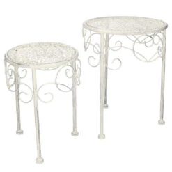 Boltze Bijzettafels Lilli - Set 3 Stuks - Brocante - Lichtgrijs -Woonmeubelwinkel b53bfb8bc62e4ef5899e7a94ac615b1e