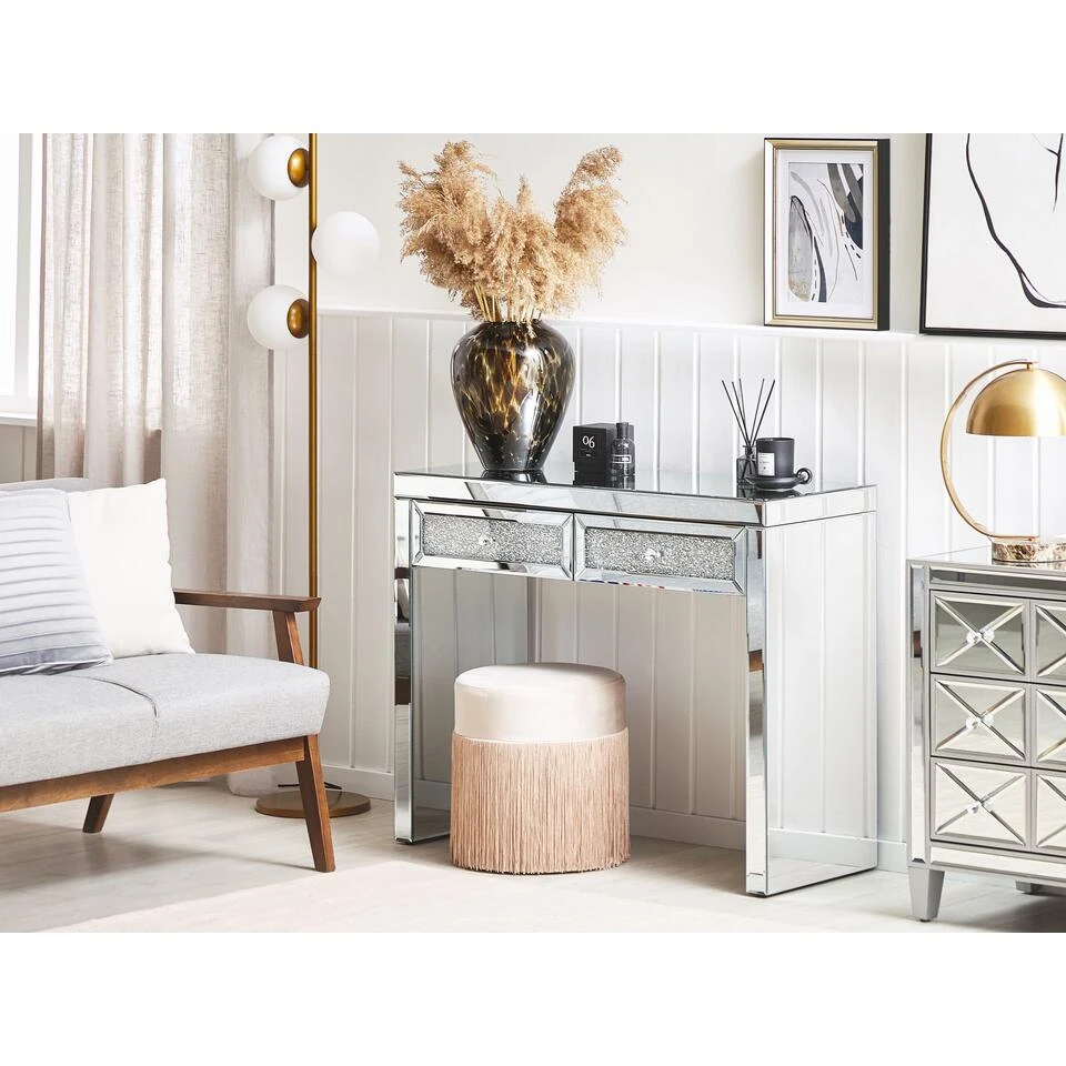 Beliani Consoletafel TILLY - Zilver Glas 4 Beliani Consoletafel TILLY - Zilver Glas - Afbeelding 2