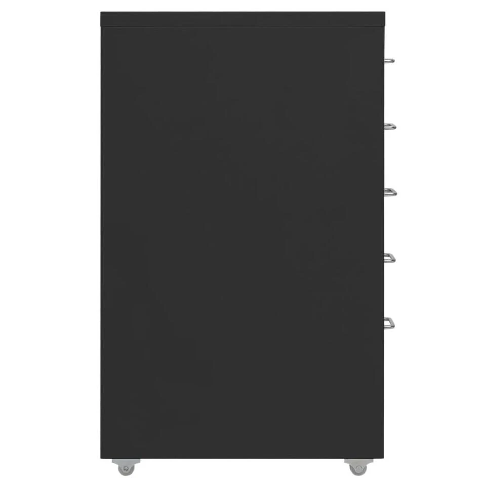 VidaXL Ladeblok Verrijdbaar 28x41x69 Cm Metaal Zwart 4 VidaXL Ladeblok Verrijdbaar 28x41x69 Cm Metaal Zwart - Afbeelding 2