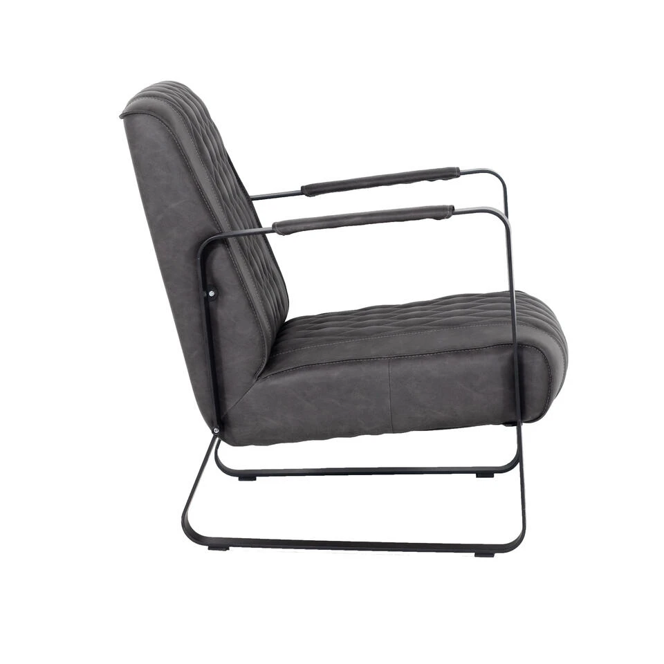Giga Meubel Fauteuil Antraciet - PU-Leer - 62x80x82cm - Iwan 4 Giga Meubel Fauteuil Antraciet - PU-Leer - 62x80x82cm - Iwan - Afbeelding 2
