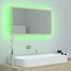 VidaXL Badkamerspiegel LED 80x8,5x37 Cm Acryl Sonoma Eikenkleurig -Woonmeubelwinkel bc3f005ad6a74fe0a2a76859f985a429