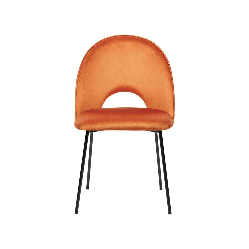 Beliani Eetkamerstoel COVELO - Oranje Fluweel 6 Beliani Eetkamerstoel COVELO - Oranje Fluweel - Afbeelding 4