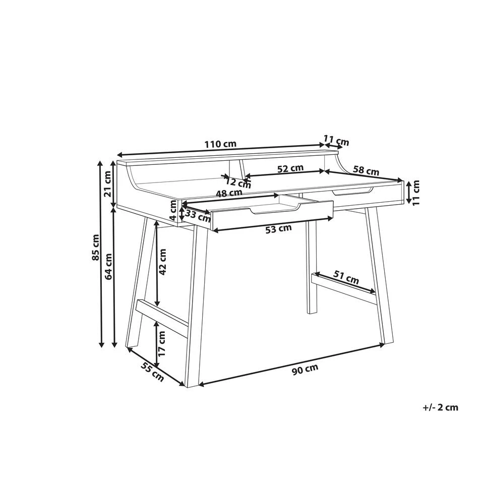 Beliani Bureau BARIE - Wit Mdf 5 Beliani Bureau BARIE - Wit Mdf - Afbeelding 3