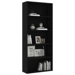 VidaXL Boekenkast Met 5 Schappen 80x30x189 Cm Spaanplaat Zwart -Woonmeubelwinkel d912b1bd8b3740f6b7c8553f3202bd16