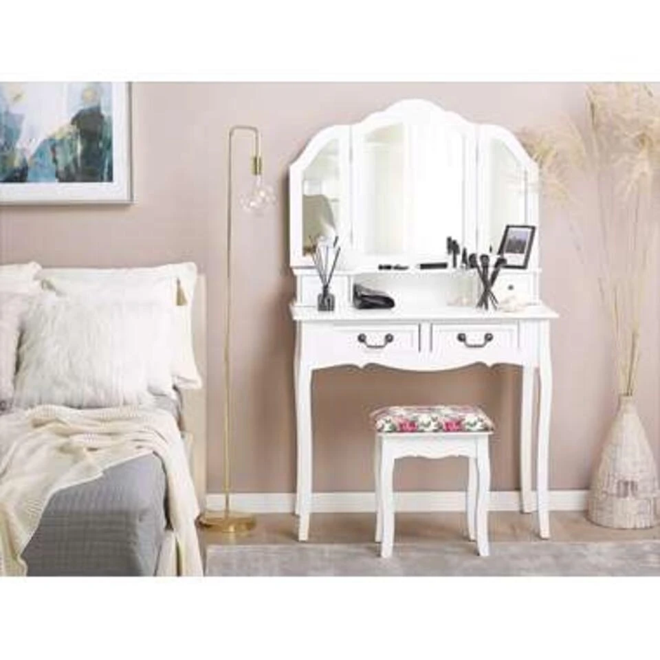 Beliani Kaptafel FLEUR - Wit Mdf 4 Beliani Kaptafel FLEUR - Wit Mdf - Afbeelding 2